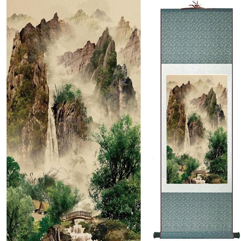 Set of 4 Ink on Silk Chinese on sale Landscapes Framed Landscapes