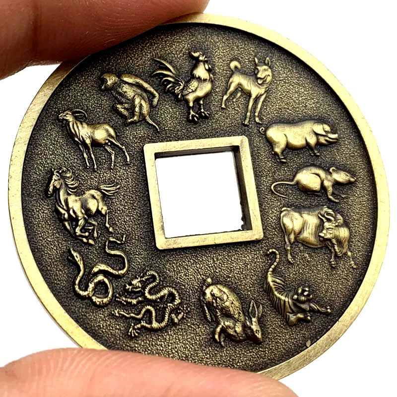 12 Sheng Xiao 生肖 Coins Ancient China Feng Shui Coins Chinese Zodiac Animals Metal Coin 1739-Chinese Style Finds™