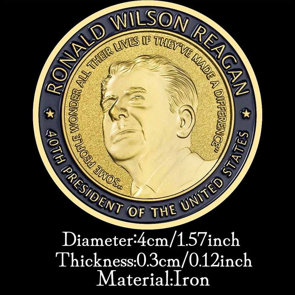 33rd and 44th President of United States Ronald Wilson Reagan (1911-2004) Souvenir Golden Plated Commemorative Coin 1341-Chinese Style Finds™