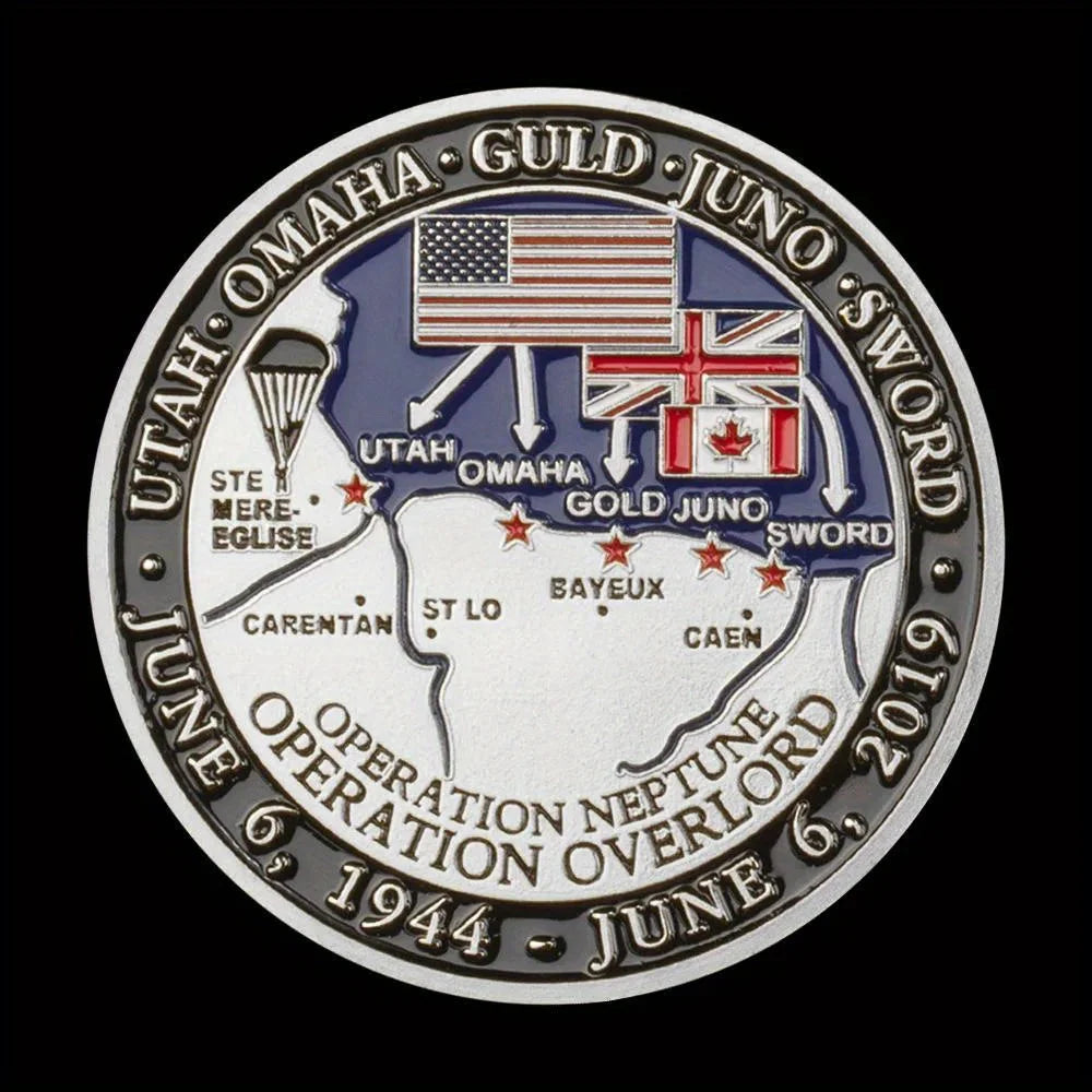 75th Anniversary of D-Day Souvenir Coin The Eyes of The World Are Upon YouVeteranChallenge Coin Golden Plated Commemorative Coin 1294-Chinese Style Finds™