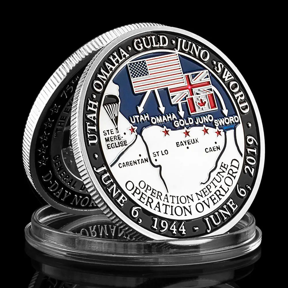 75th Anniversary of D-Day Souvenir Coin The Eyes of The World Are Upon YouVeteranChallenge Coin Golden Plated Commemorative Coin 1294-Chinese Style Finds™