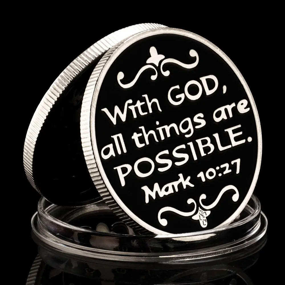 All Things Are Possible Cross Coin Servant of God's Gift Ideas of Christ Steward of silvery Plated Christian Collection Art Coin 1114-Chinese Style Finds™