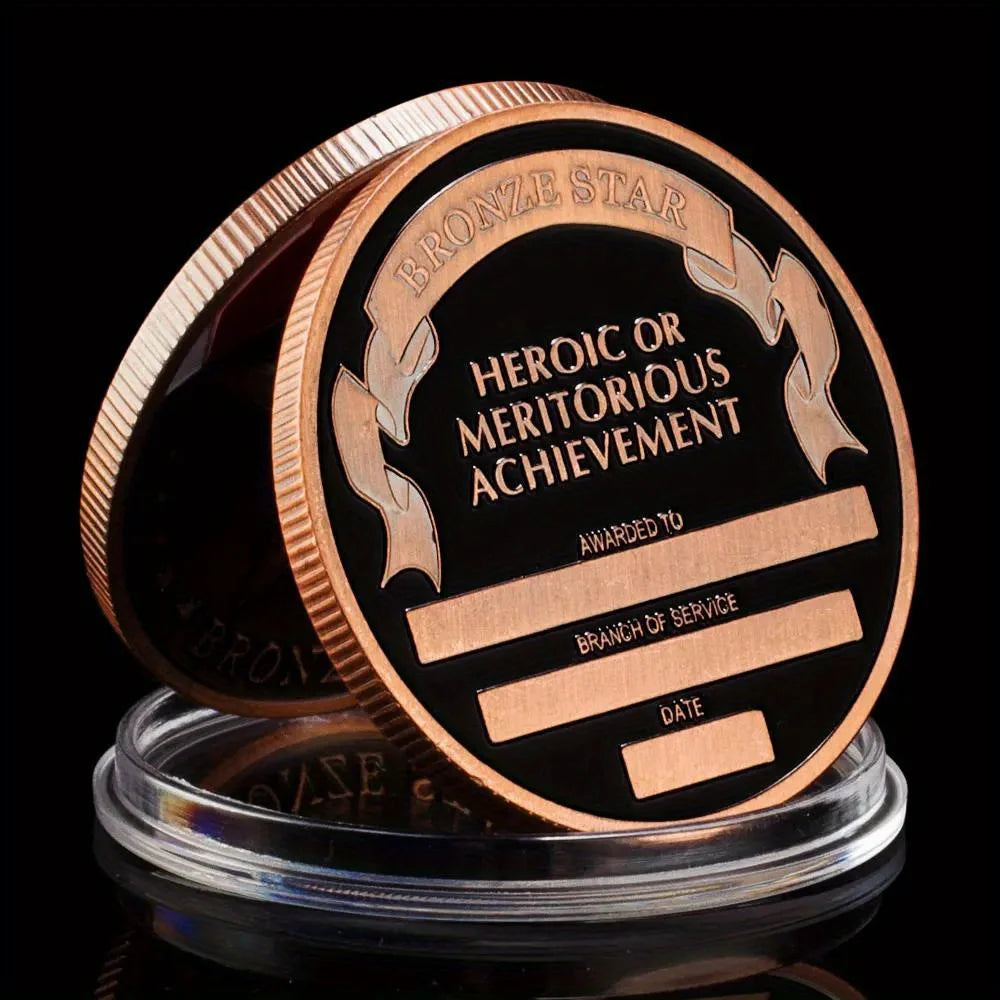 American Honor Bronze Star Souvenir Plated Challenge Coin Veteran Collectible Gift Heroic or Meritorious Achievement Bronze Coin 1223-Chinese Style Finds™