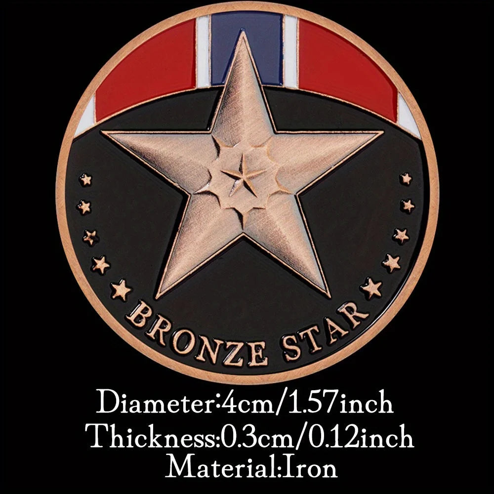 American Honor Bronze Star Souvenir Plated Challenge Coin Veteran Collectible Gift Heroic or Meritorious Achievement Bronze Coin 1223-Chinese Style Finds™