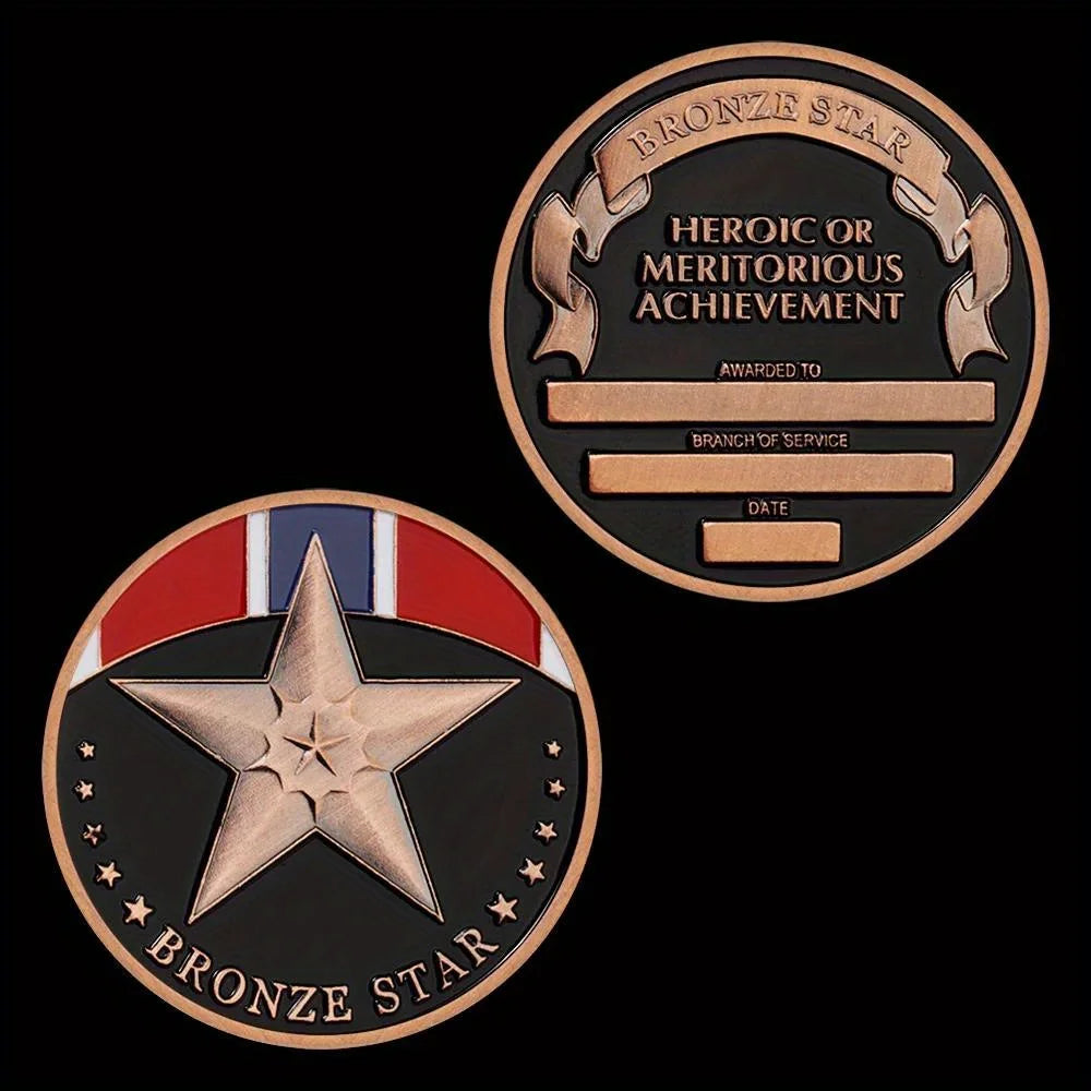 American Honor Bronze Star Souvenir Plated Challenge Coin Veteran Collectible Gift Heroic or Meritorious Achievement Bronze Coin 1223-Chinese Style Finds™