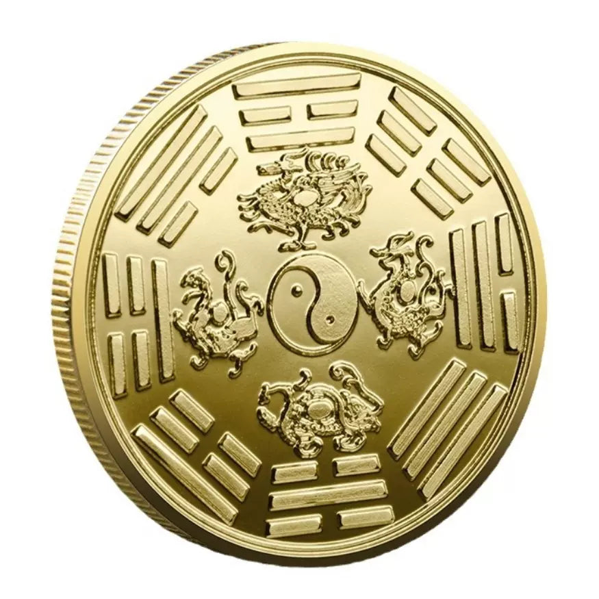 Ancient China Bai Hu Coin White Tiger Fengshui Gossip Bagua Coins Four Great Mythical Coin 1718-Chinese Style Finds™