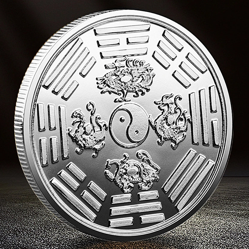 Ancient China Bai Hu Coin White Tiger Fengshui Gossip Bagua Coins Four Great Mythical Coin 1718-Chinese Style Finds™