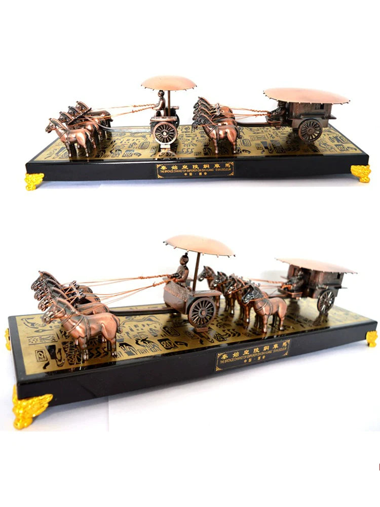 Ancient Chinese Qin Copper Bronze Chariot And Horses Model 2 Of Emperor Qin Shi Huang Gifts Shanxi Xi'an Bing Ma Yong Home Collection-Chinese Style Finds™