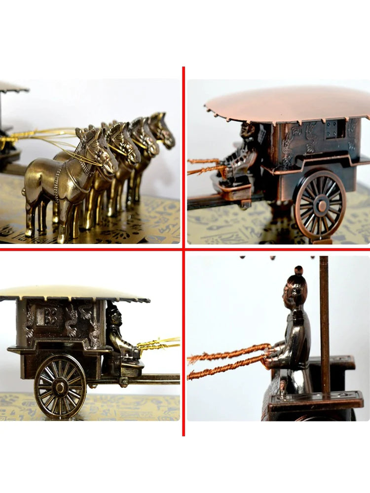 Ancient Chinese Qin Copper Bronze Chariot And Horses Model 2 Of Emperor Qin Shi Huang Gifts Shanxi Xi'an Bing Ma Yong Home Collection-Chinese Style Finds™