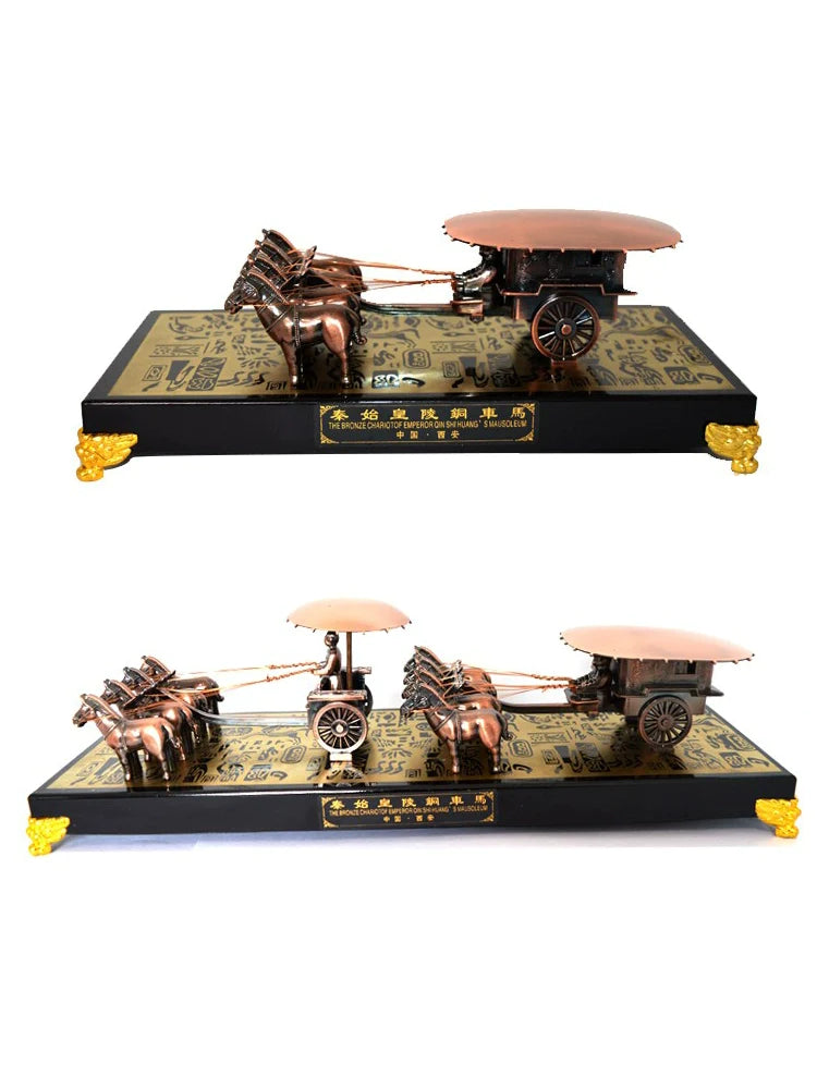 Ancient Chinese Qin Copper Bronze Chariot And Horses Model 2 Of Emperor Qin Shi Huang Gifts Shanxi Xi'an Bing Ma Yong Home Collection-Chinese Style Finds™