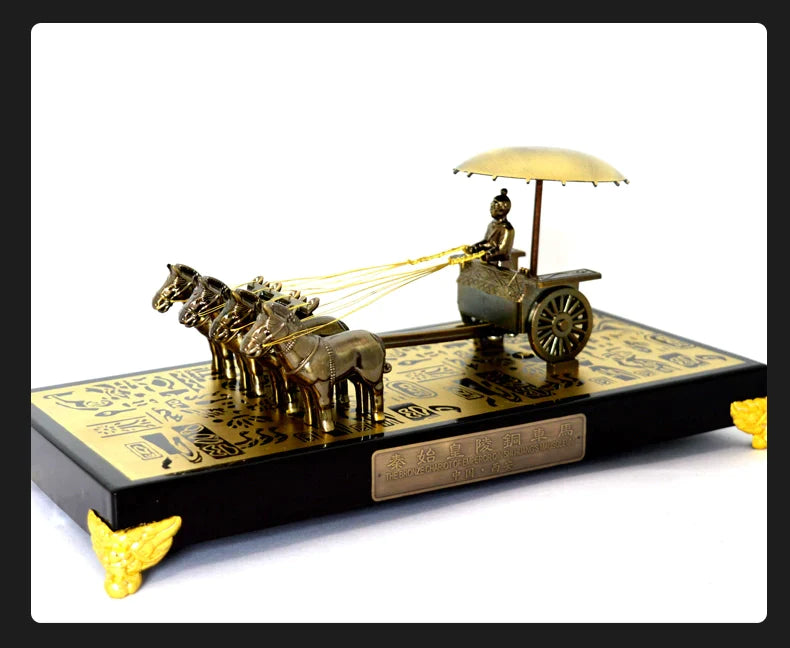 Ancient Chinese Qin Copper Bronze Chariot And Horses Model 3 Of Emperor Qin Shi Huang Gifts Shanxi Xi'an Bing Ma Yong Home Collection-Chinese Style Finds™