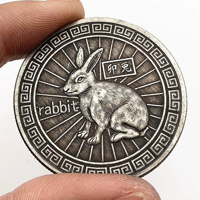 Animal Year Rabbit Tu 卯兔 Coin Ancient China Feng Shui Coins Chinese Zodiac Sheng Xiao Metal Coin 1744-Chinese Style Finds™