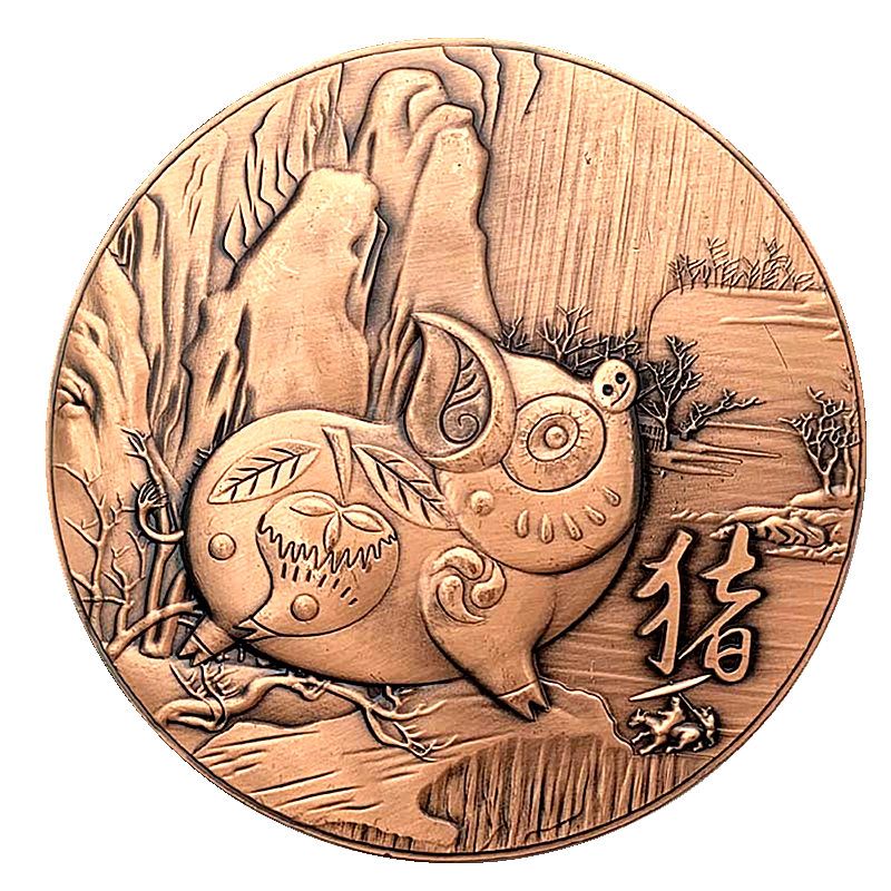 Animal Year Zhu Pig Sheng Xiao 猪 Coins Set Ancient China Feng Shui Sculpture Boar Coins Chinese Zodiac Copper Coin 1746-Chinese Style Finds™