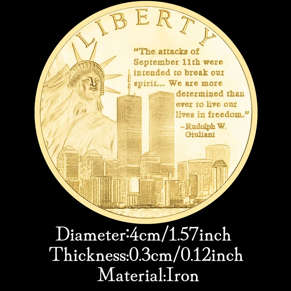 Anniversary of 9/11 Terroist Attack World Trade Center Collectible Gift Golden Plated Challenge Coin Gold Plated Always Remember 1122-Chinese Style Finds™