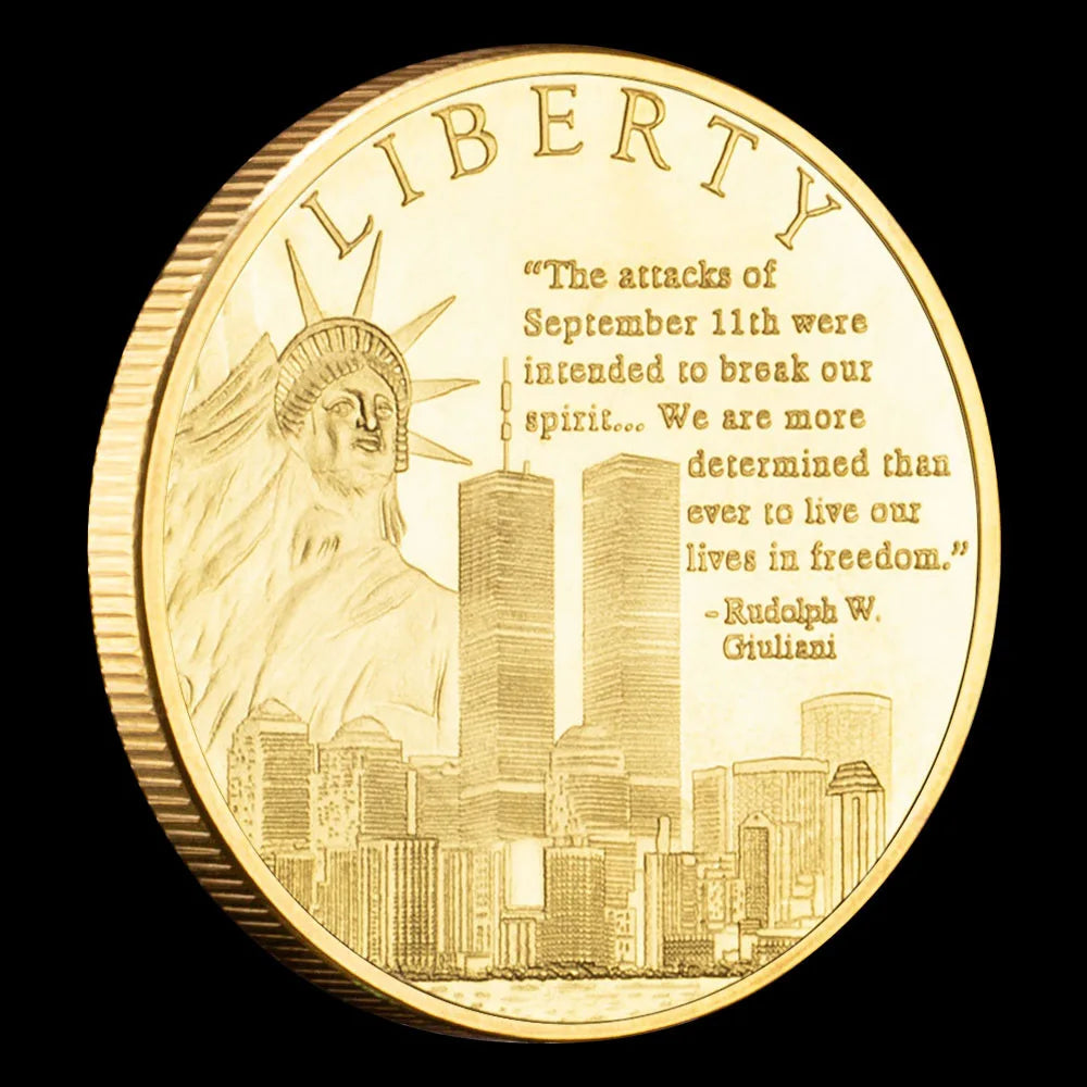 Anniversary of 9/11 Terroist Attack World Trade Center Collectible Gift Golden Plated Challenge Coin Gold Plated Always Remember 1122-Chinese Style Finds™