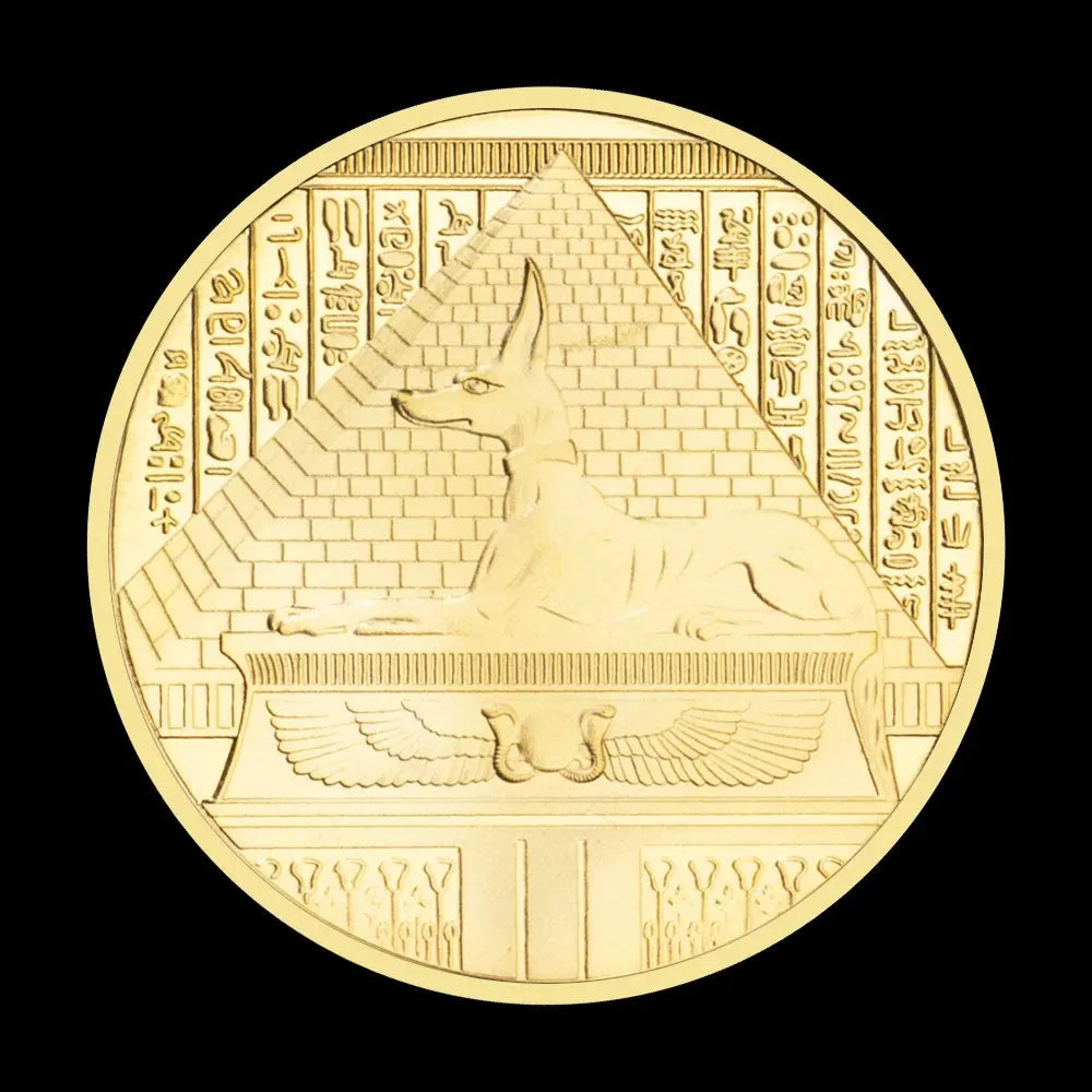 Anubis The God of Death In Ancient Egypt Souvenir Golden Plated Coin Pyramid Dieb Pattern Collectible Commemorative Coin 1700-Chinese Style Finds™