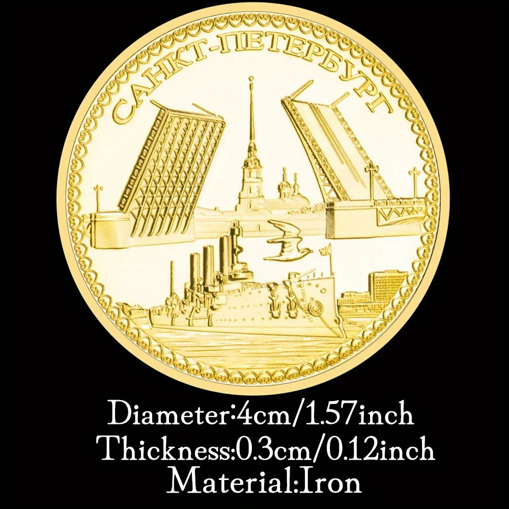 Aphrora Cruiser Souvenir Coin Golden Plated Collection Gift St.Petersburg Naval Base Commemorative Coin 1353-Chinese Style Finds™