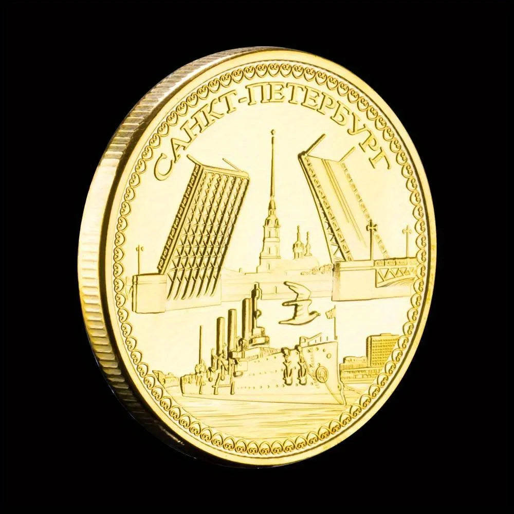 Aphrora Cruiser Souvenir Coin Golden Plated Collection Gift St.Petersburg Naval Base Commemorative Coin 1353-Chinese Style Finds™