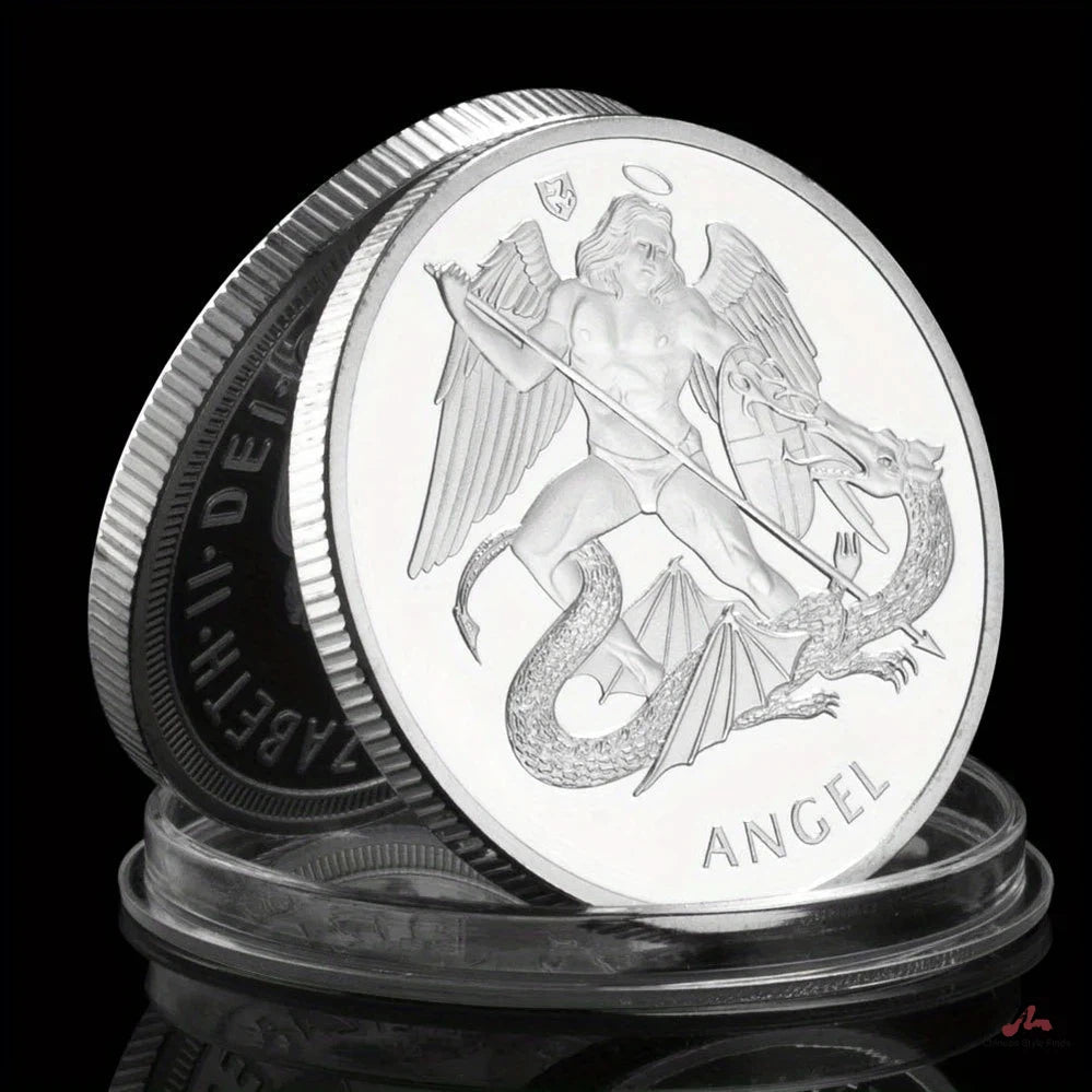 Archangel Michael Collectible Silvery Plated Souvenir Coin Collection Art Creative Gift Basso-Relievo Commemorative Coin 1154-Chinese Style Finds™