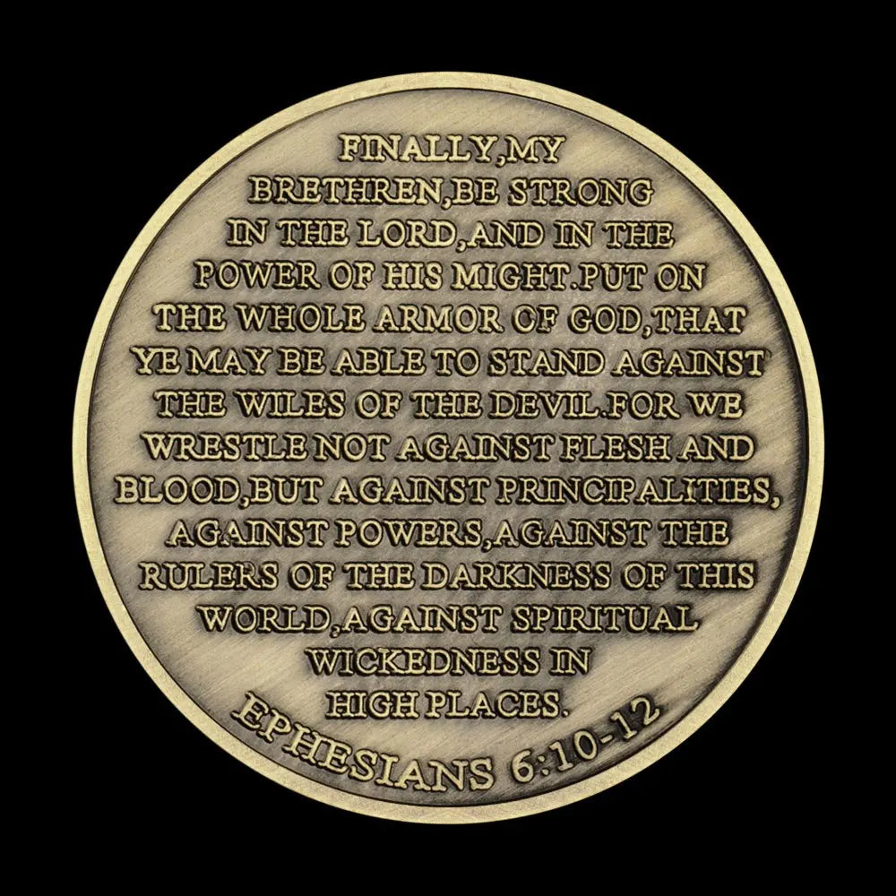 Armor of God Challenge Coin with High Relief Soldier Pattern and Ephesians Prayer Bronze Plated Commemorative Coin 1095-Chinese Style Finds™