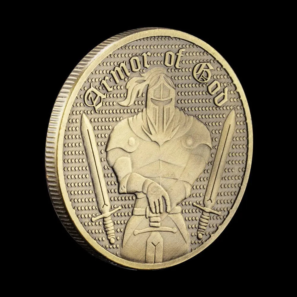 Armor of God Ephesians Souvenir Bronze Plated Coin Knight Pattern Coin Collectible Gift Honor Commemorative Coin Challenge Coin 1073-Chinese Style Finds™