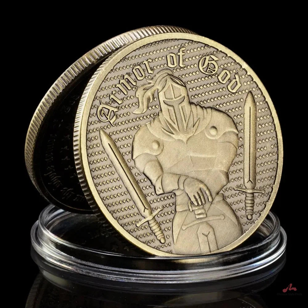 Armor of God Ephesians Souvenir Bronze Plated Coin Knight Pattern Coin Collectible Gift Honor Commemorative Coin Challenge Coin 1073-Chinese Style Finds™