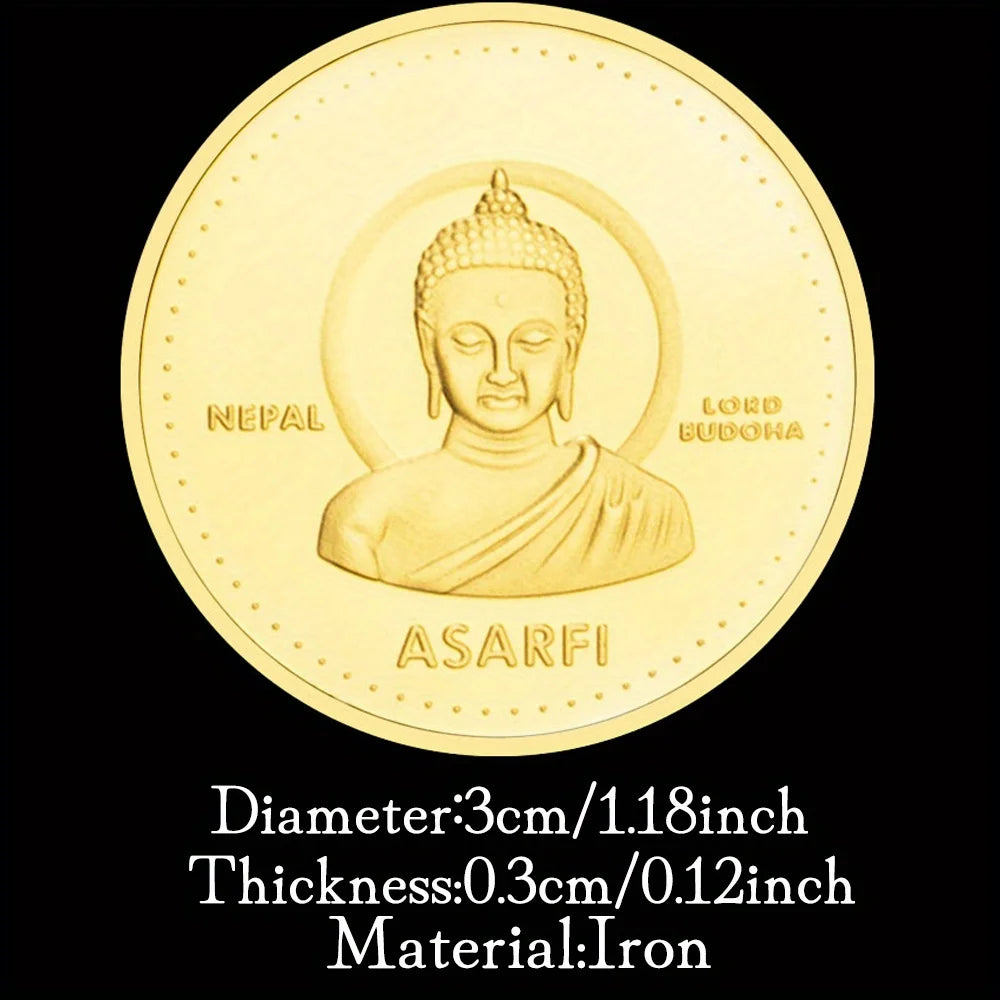 Asian Nepal Buddhism Collectible Golden Plated Souvenir Coin Lord Budoha 30mm Commemorative Coin Collection Gift 1367-Chinese Style Finds™