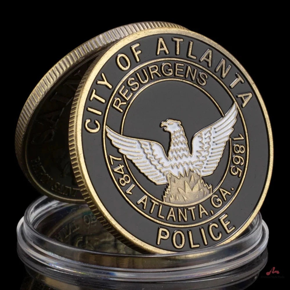 Atlanta Georgia USA Police Department Challenge Coin Souvenir Bronze Plated Coin Saint Micheal Patron Saint of Law Enforcement 1197-Chinese Style Finds™