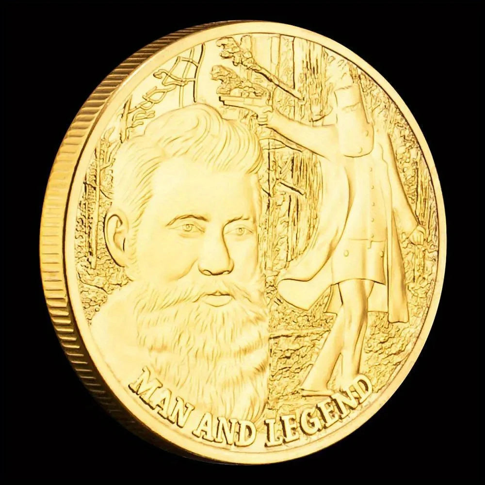 Australian Man and Legend Ned Kelly (1855-1880) Collectible Golden Plated Souvenir Basso-relievo Replica Commmeorative Coin 1396-Chinese Style Finds™