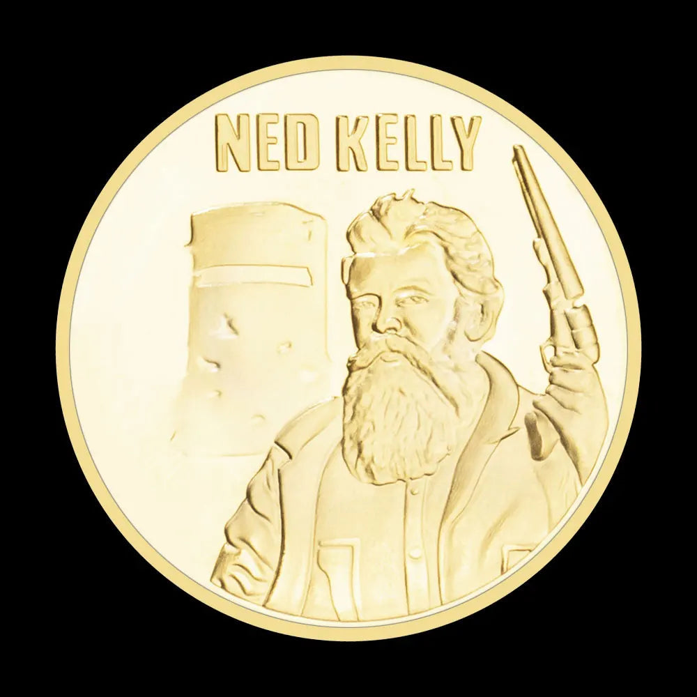 Australian Ned Kelly Collectible Golden Plated Souvenir Coin Kelly Gang Collection Basso-relievo Non-currency Commemorative Coin 1425-Chinese Style Finds™