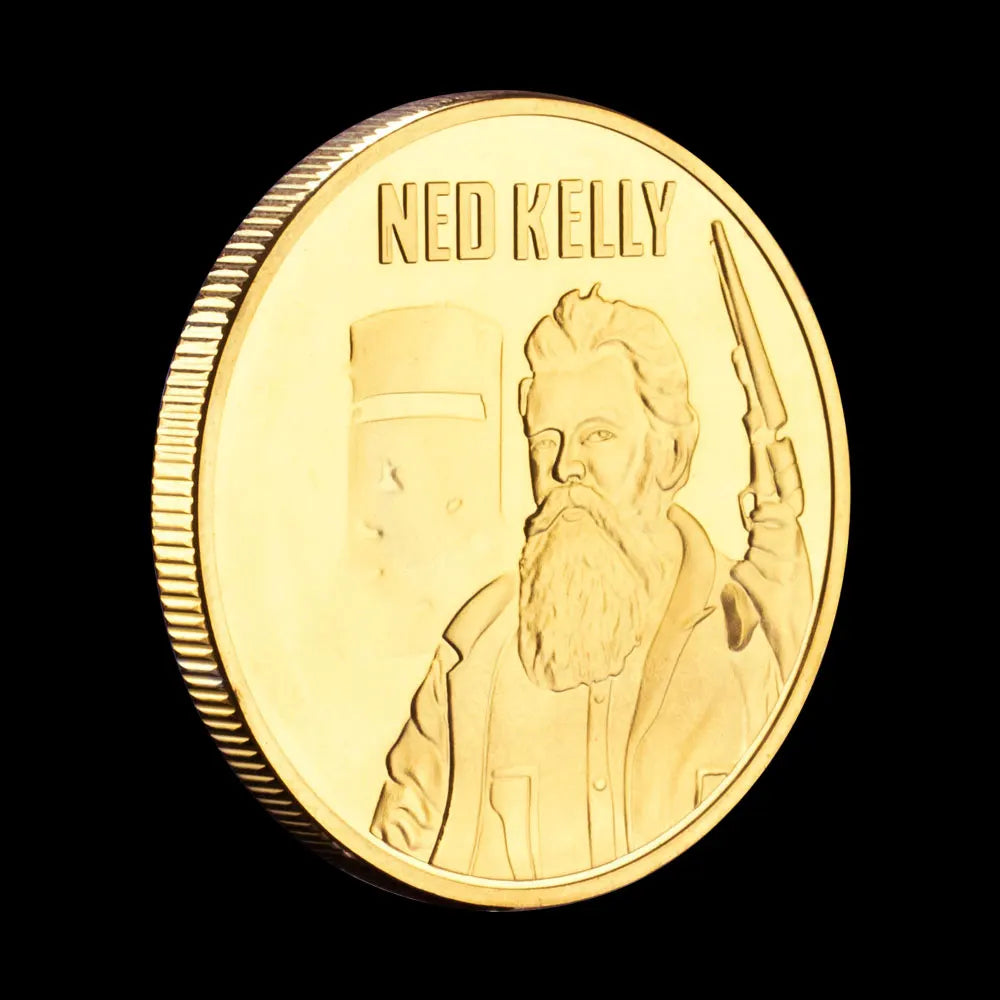 Australian Ned Kelly Collectible Golden Plated Souvenir Coin Kelly Gang Collection Basso-relievo Non-currency Commemorative Coin 1425-Chinese Style Finds™