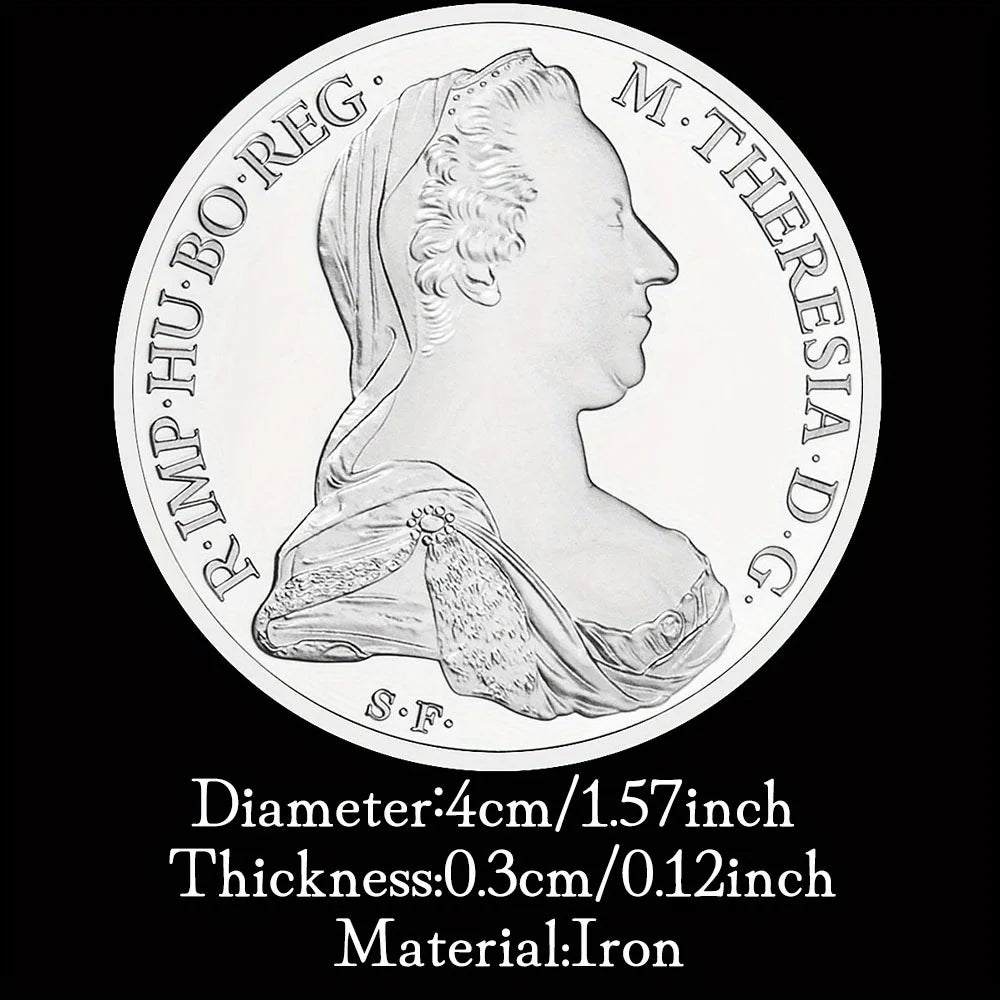 Austro-Hungary The Queen of Teresia(1717-1780) Collectible Silvery Plated Souvenir Coin Commemorative Coin 1151-Chinese Style Finds™