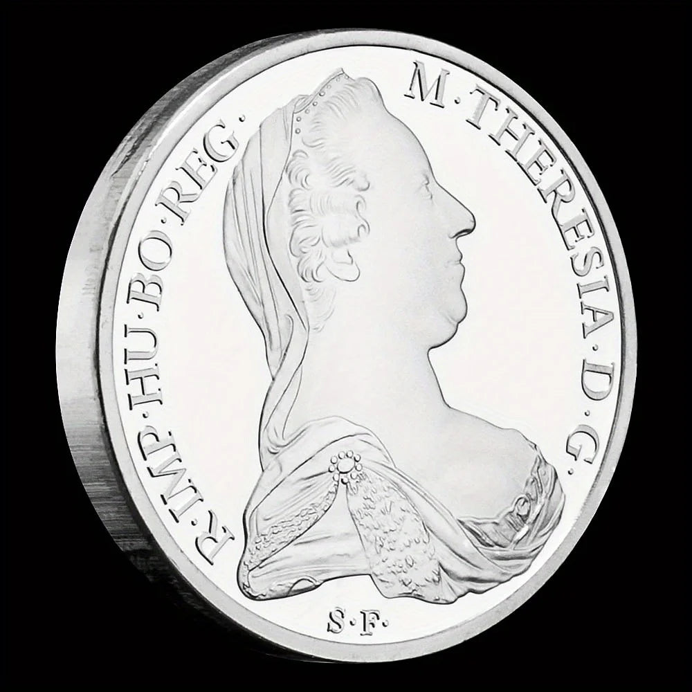 Austro-Hungary The Queen of Teresia(1717-1780) Collectible Silvery Plated Souvenir Coin Commemorative Coin 1151-Chinese Style Finds™