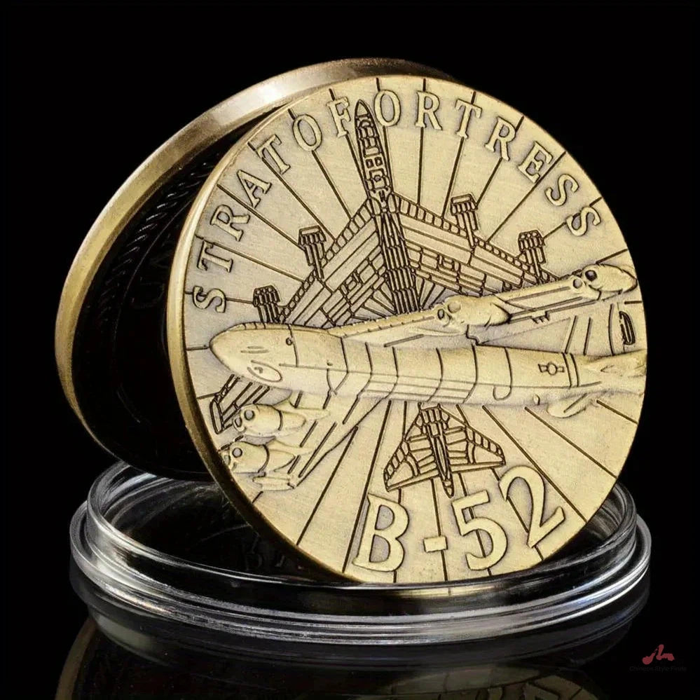 B-52 Bombardment Aircraft Souvenir Copper Plated Military Coin Challenge Coin Honor Coin US Army Collectible Commemorative Coin 1309-Chinese Style Finds™