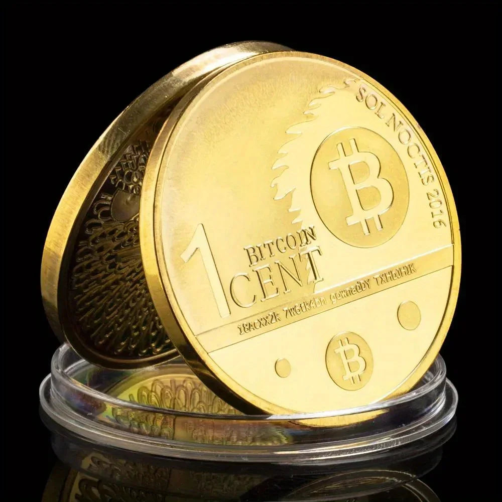 Bitcoin Cent Creative Souvenir Coin Golden Plated Physical Cryptocurrency Coin Eagle Pattern Bitcoin Commemorative Coin 1311-Chinese Style Finds™