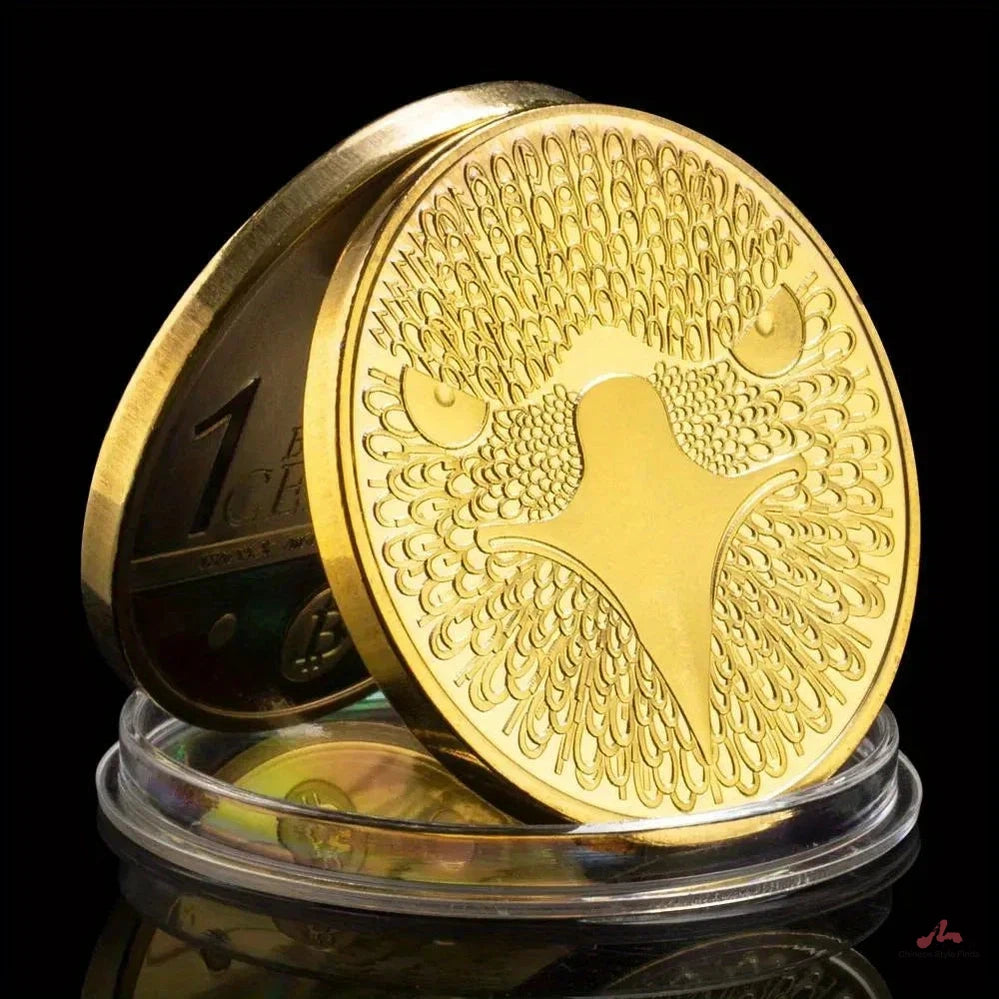 Bitcoin Cent Creative Souvenir Coin Golden Plated Physical Cryptocurrency Coin Eagle Pattern Bitcoin Commemorative Coin 1311-Chinese Style Finds™