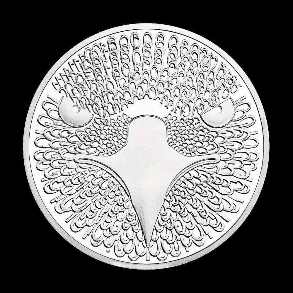 Bitcoin Cent Creative Souvenir Coin Silvery Plated Physical Cryptocurrency Coin Eagle Pattern Bitcoin Commemorative Coin 1640-Chinese Style Finds™