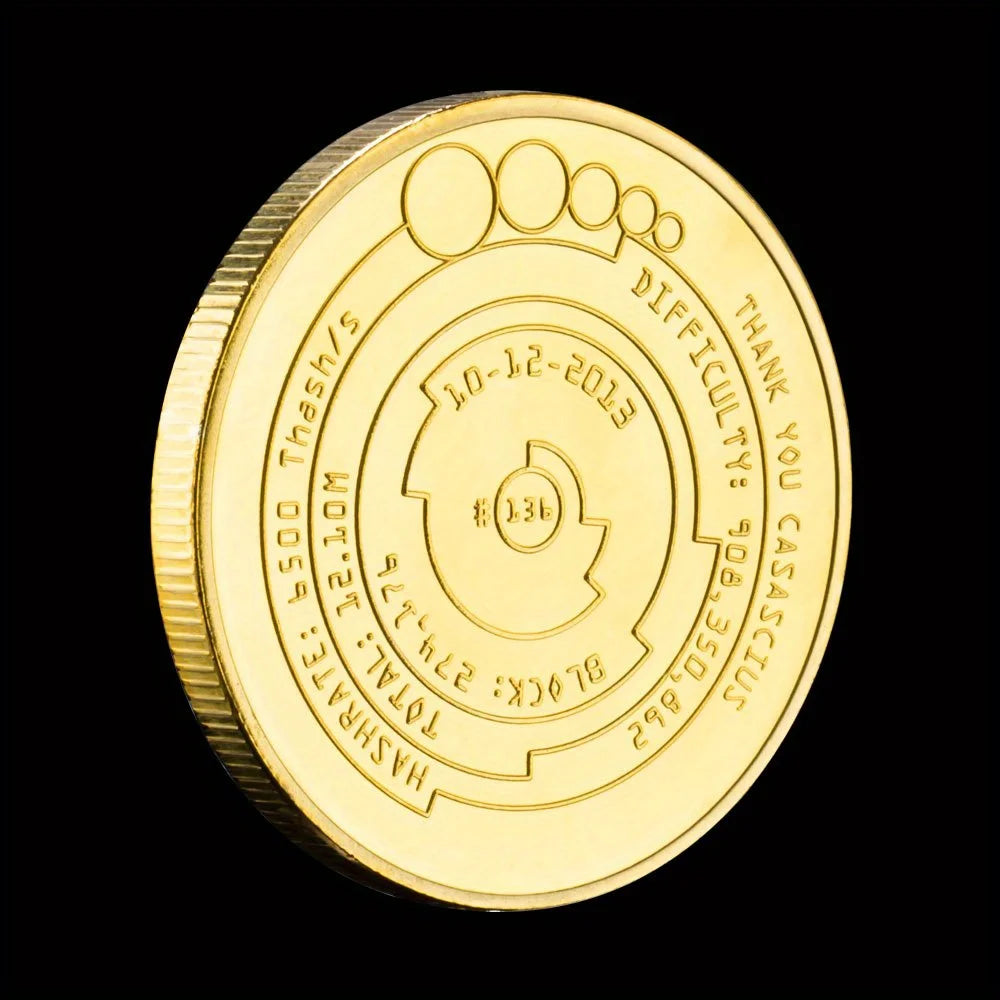 Bitcoin Collectible Golden Plated Copy Souvenir Coin Cryptocurrency Coin Thank You Casascius Collection Commemorative Coin 1156-Chinese Style Finds™