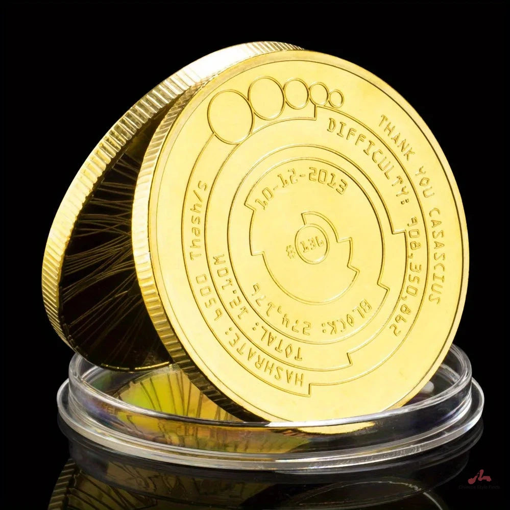 Bitcoin Collectible Golden Plated Copy Souvenir Coin Cryptocurrency Coin Thank You Casascius Collection Commemorative Coin 1156-Chinese Style Finds™