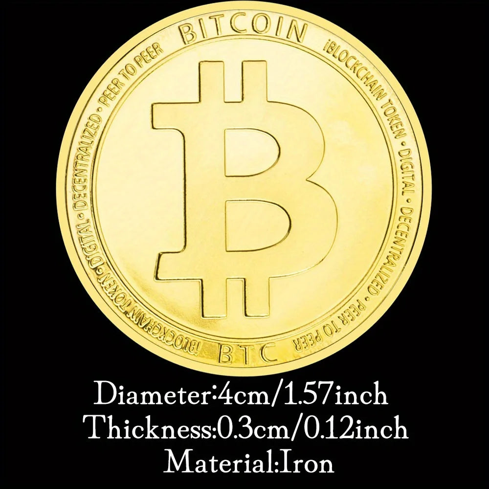 Bitcoin Collectible Golden Plated Souvenir Crypto Coin Non-currency Physical Cryptocurrency Coin Collection Commemorative Coin 1287-Chinese Style Finds™