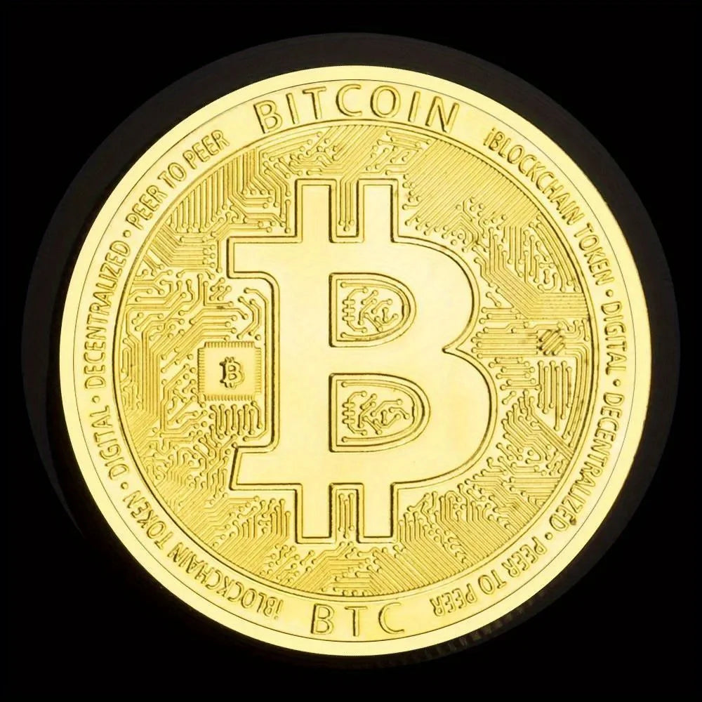 Bitcoin Collectible Golden Plated Souvenir Crypto Coin Non-currency Physical Cryptocurrency Coin Collection Commemorative Coin 1287-Chinese Style Finds™