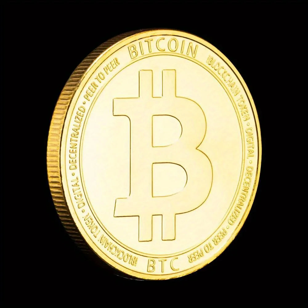 Bitcoin Collectible Golden Plated Souvenir Crypto Coin Non-currency Physical Cryptocurrency Coin Collection Commemorative Coin 1287-Chinese Style Finds™