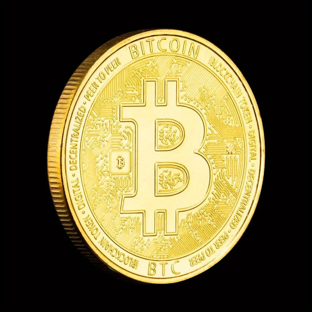 Bitcoin Collectible Golden Plated Souvenir Crypto Coin Non-currency Physical Cryptocurrency Coin Collection Commemorative Coin 1287-Chinese Style Finds™