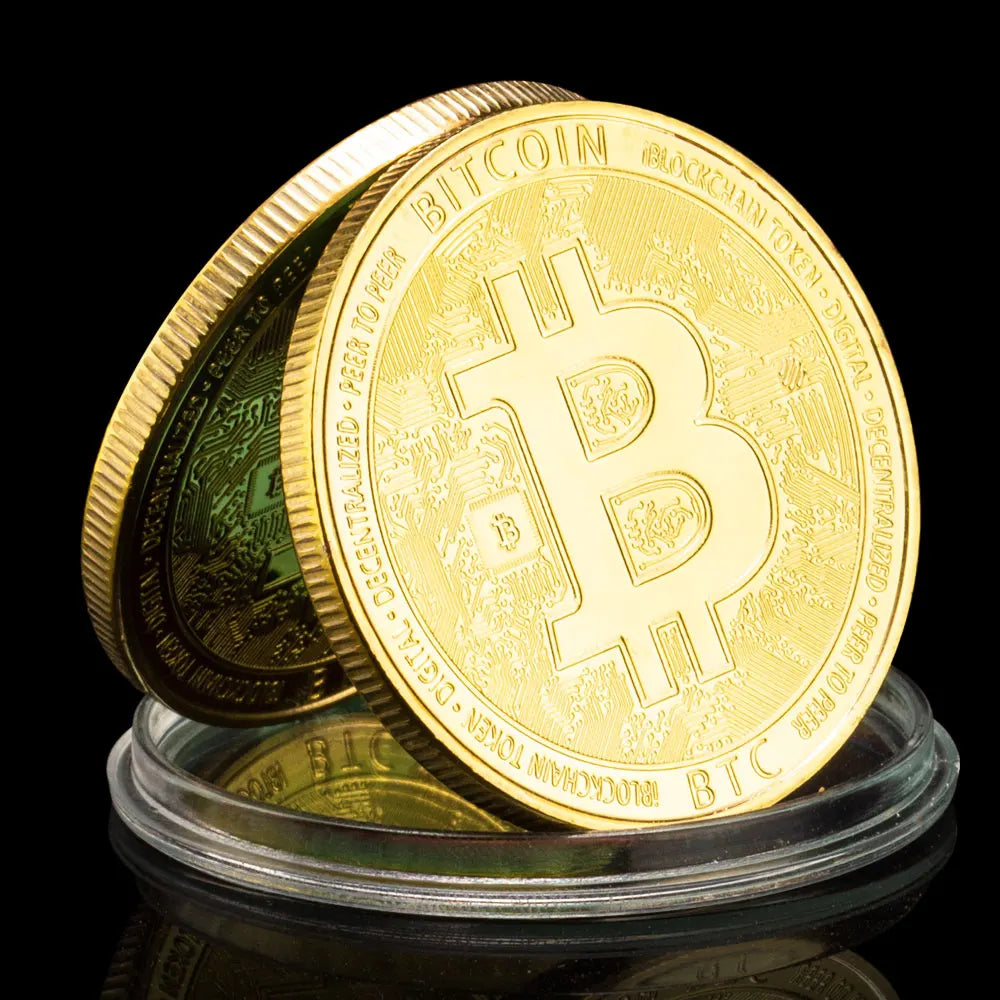 Bitcoin Collectible Golden Plated Souvenir Crypto Coin Non-currency Physical Cryptocurrency Coin Collection Commemorative Coin 1287-Chinese Style Finds™