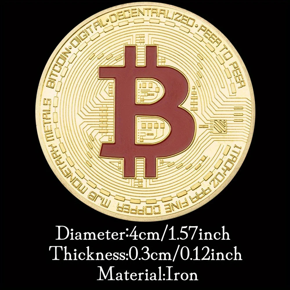 Bitcoin Creative Souvenir Golden Plated Commemorative Coin Cryptocurrency Coin Physical Bitcoin Coin 1536-Chinese Style Finds™