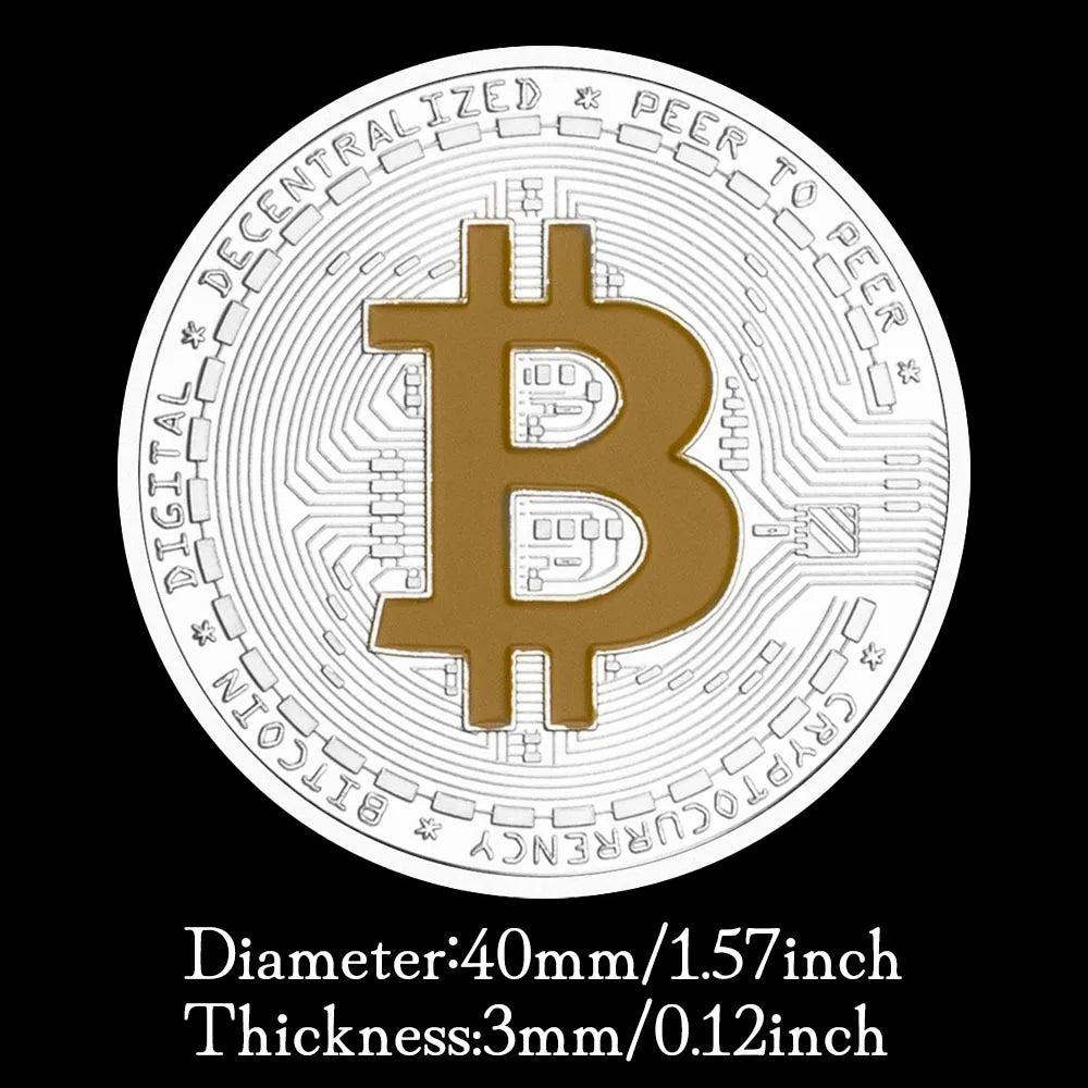 Bitcoin Crypto Coin Collectible Non-currency Souvenirs and Gift Ideas Physical Cryptocurrency Coina Commemorative Coin BTC 1180-Chinese Style Finds™