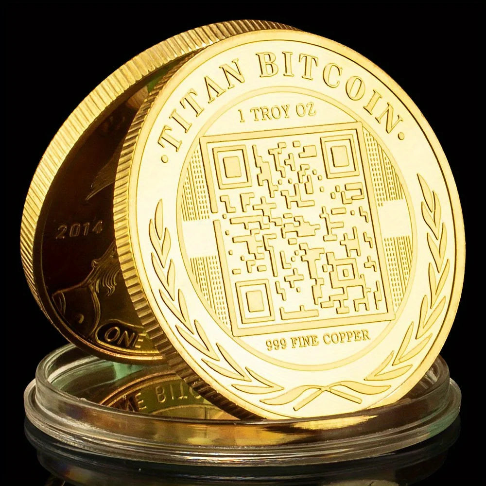 Bitcoin Soldier Pattern Commemorative Coin Collectible Gift Physical Cryptocurrency Titan Bitcoin Golden Plated Collection Coin 1567-Chinese Style Finds™