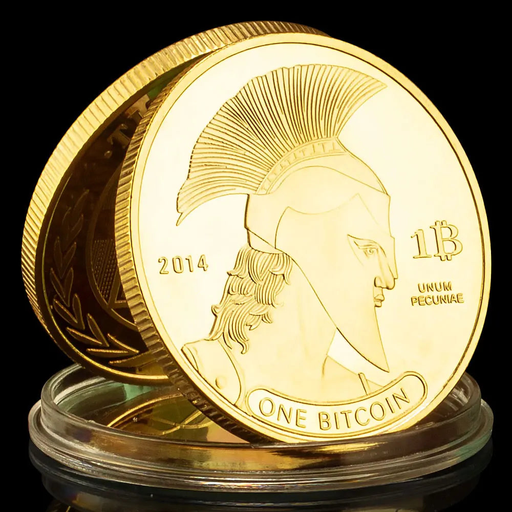 Bitcoin Soldier Pattern Commemorative Coin Collectible Gift Physical Cryptocurrency Titan Bitcoin Golden Plated Collection Coin 1567-Chinese Style Finds™