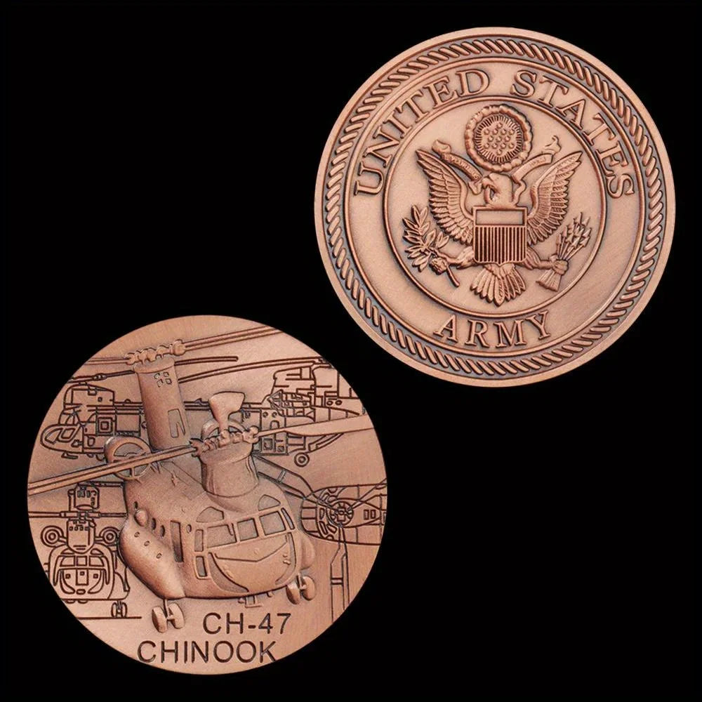 CH47 Chinook Souvenir Copper Coin Plated Military Fans Collectible Gift US Army Challenge Coin Honor Commemorative Coin 1305-Chinese Style Finds™