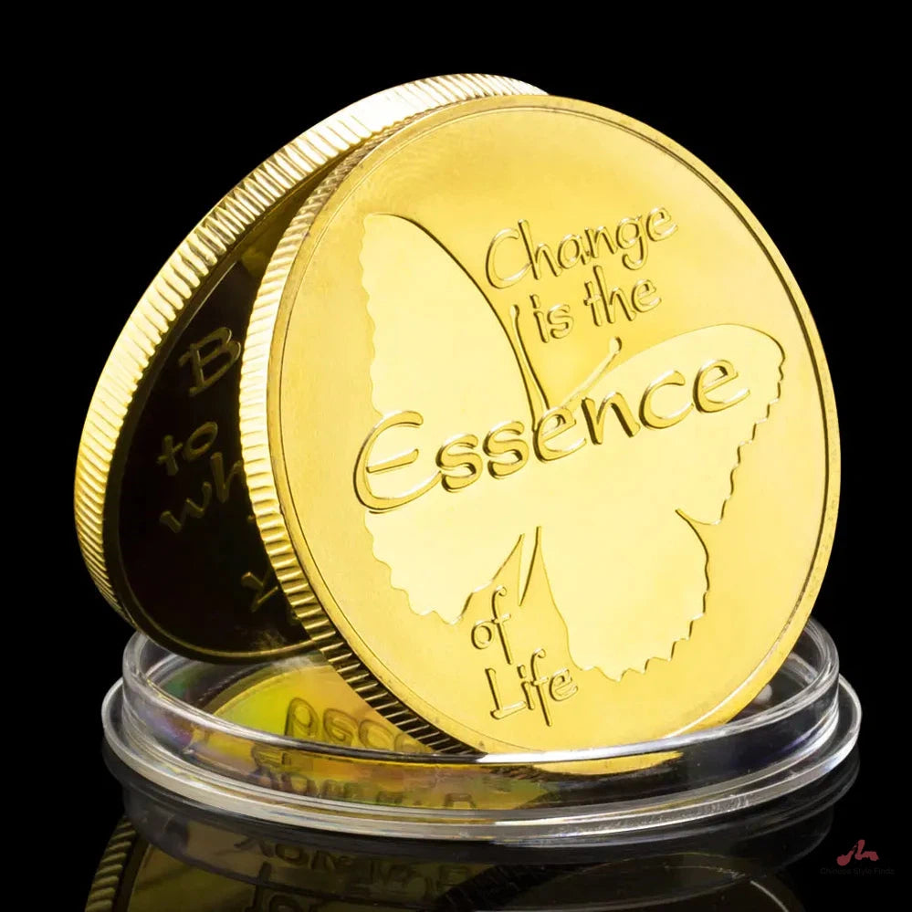 Change Is The Essence of Life Collectible Golden Plated Souvenir Coin Encouraging Latters Commemorative Coins 1421-Chinese Style Finds™